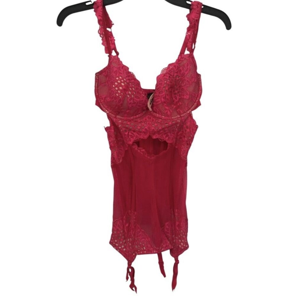 Women's Victoria's Secret One Piece Lingerie Pink Lace New With Tags Size 34 D